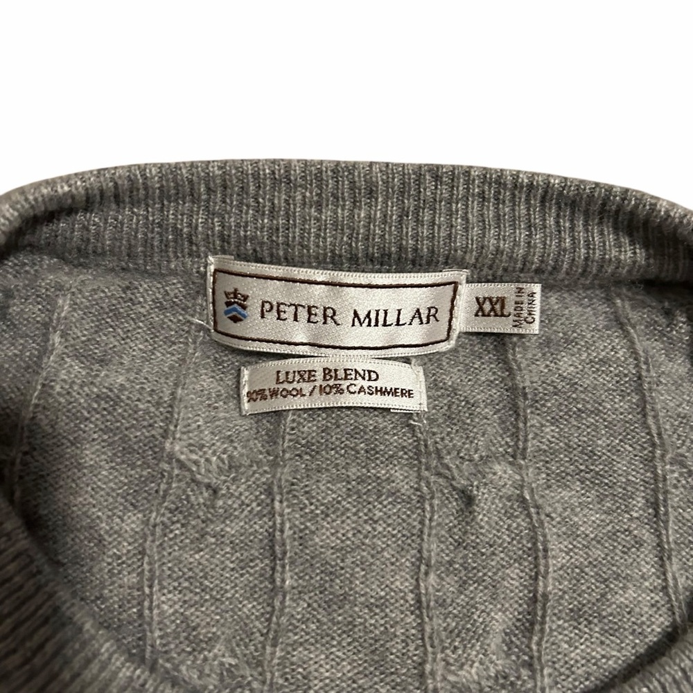 Peter Millar Sweater Cable Knit Cashmere Wool Luxe Blend Grey Mens XXL - Picture 3 of 5